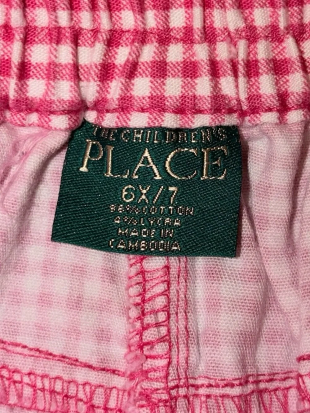 Vintage Y2K The Children's Place Hot Pink Gingham Capri Pant 6X 7 Cottagecore